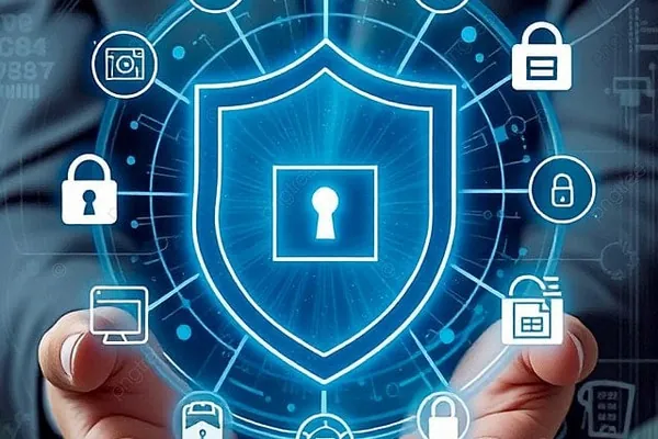 Biểu tượng chống gian lận với hình ảnh mạng lưới AI và cảnh báo bảo mật